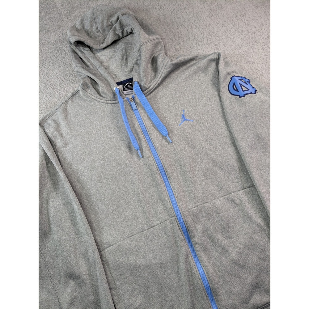 Jordan North Carolina Tar Heels Full Zip Hoodie Mens Mdm Grey Therma-FIT Elite